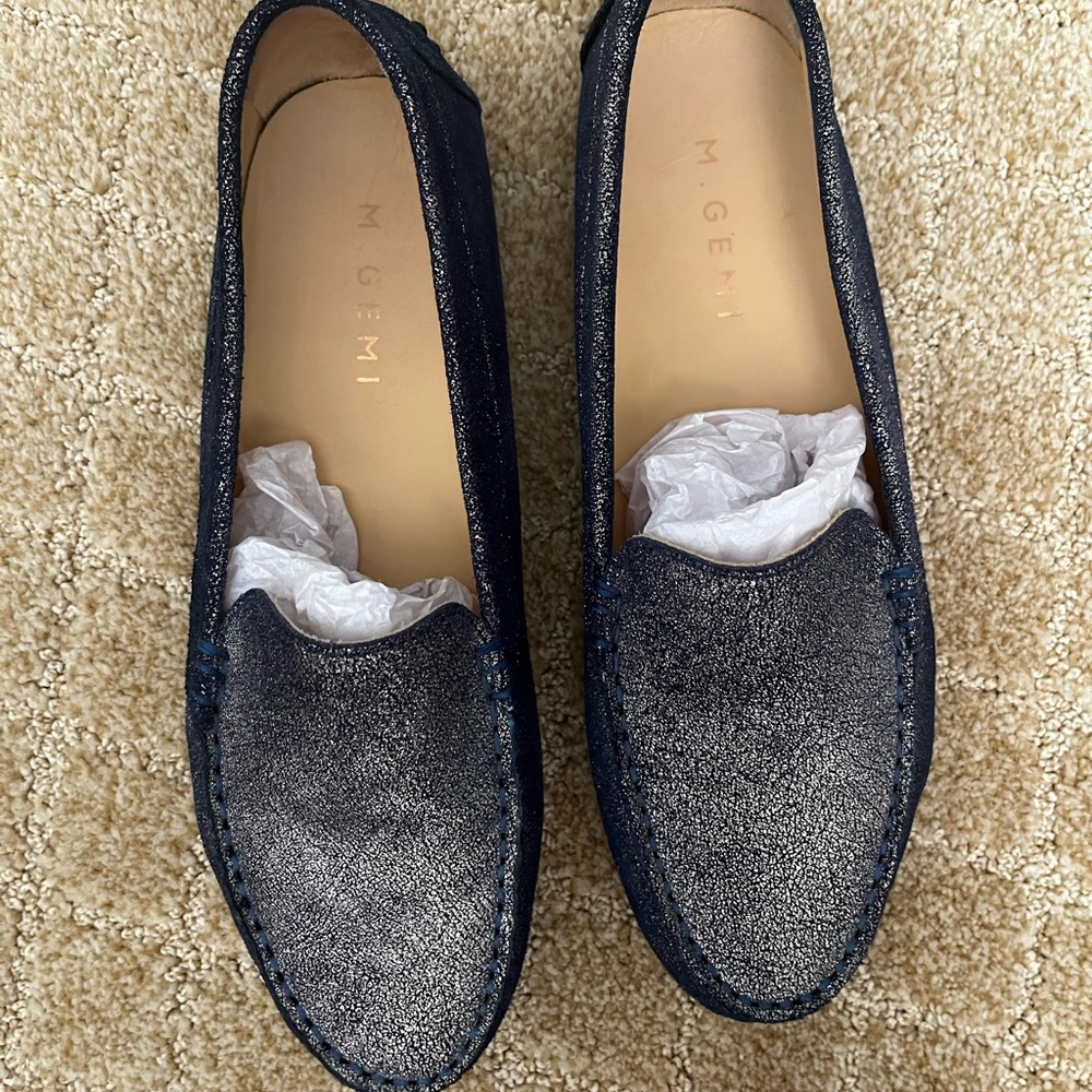 M. Gemi Woman’s Blue Metalic Loafers (The FELIZE)